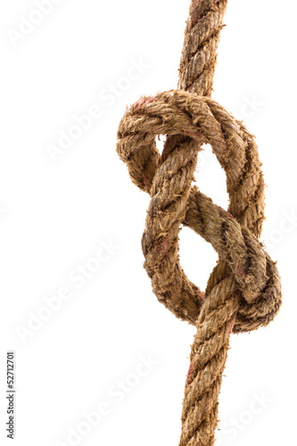 Rope knot isolated on white background.