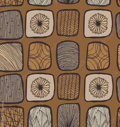 Brown coffee country seamless mosaic pattern