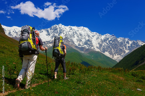 Hiking in Caucasus mountains © Maygutyak