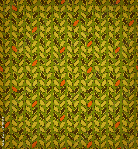 Green floral pattern. Background with rows of leafs