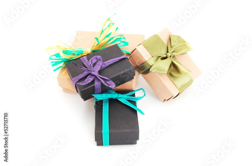 colorful gift boxes over white background