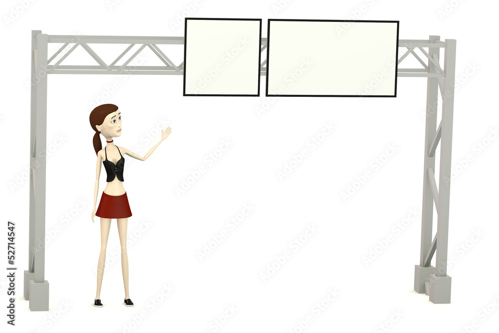 3d render of cartoon character with street sign 3d render of cartoon character with street sign