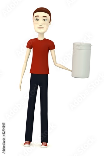 3d render of cartoon character with pillbox