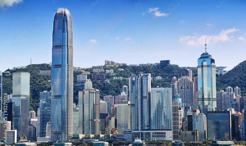 Obraz premium Hong Kong island with buildings wall