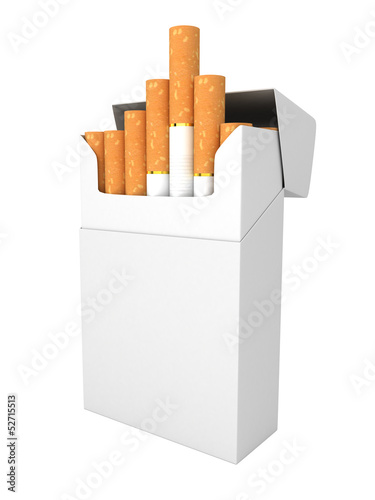 Open full pack of cigarettes isolated