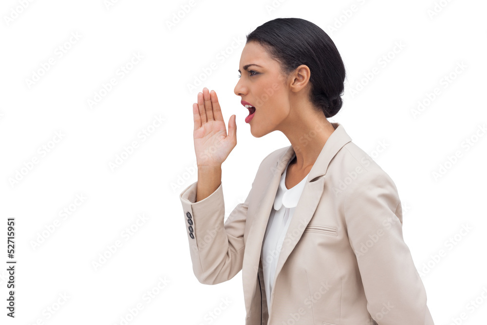 Confident businesswoman calling for someone Confident businesswoman calling for someone