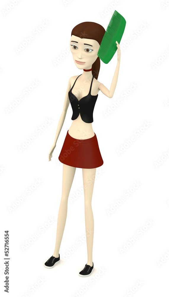 3d render of cartoon character with hairbrush 3d render of cartoon character with hairbrush