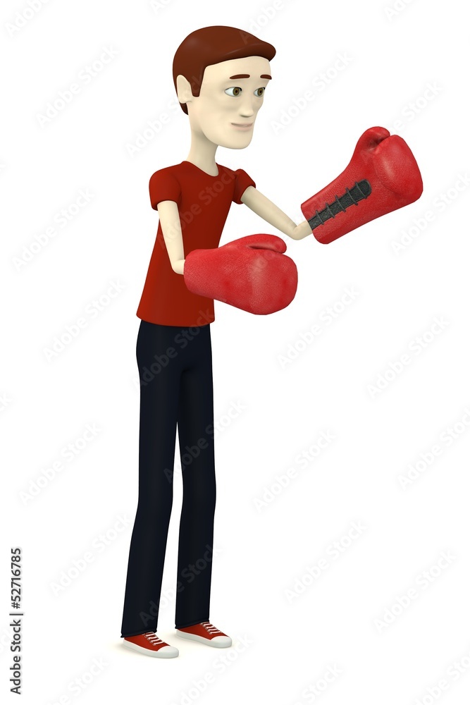 3d render of cartoon character with boxing gloves 3d render of cartoon character with boxing gloves