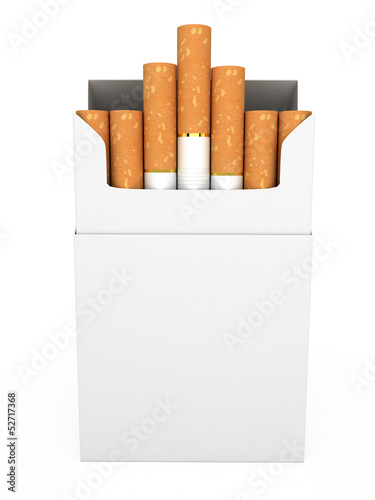 Open full pack of cigarettes isolated