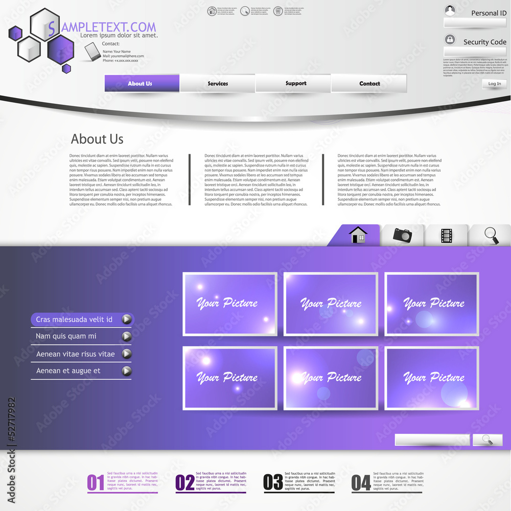 modern purple web design portfolio template Stock Vector | Adobe Stock