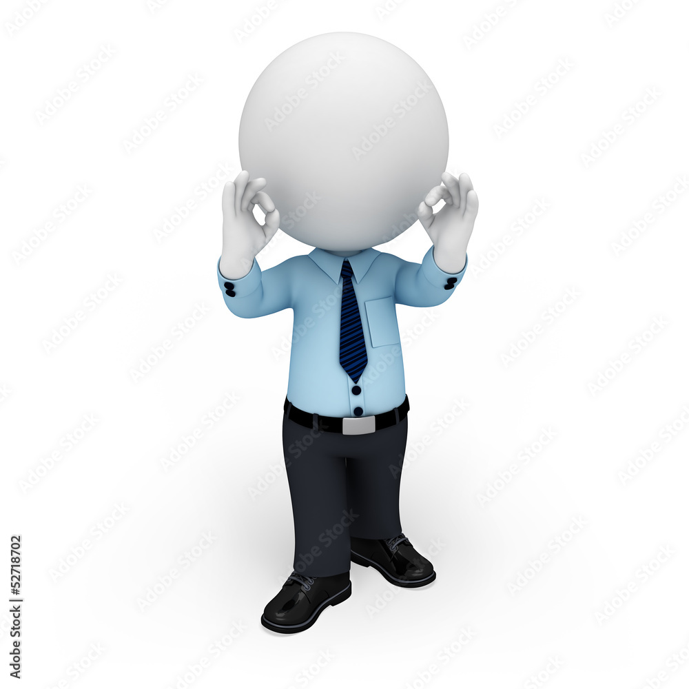 3d white people as service man