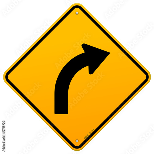 Yellow Curve Sign