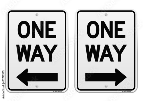 White One Way Signs