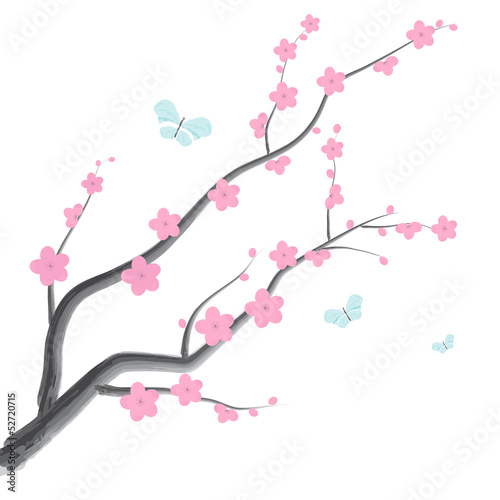 cherry branch and butterflies