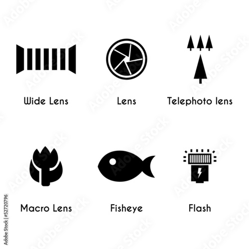 Photo lens icons set