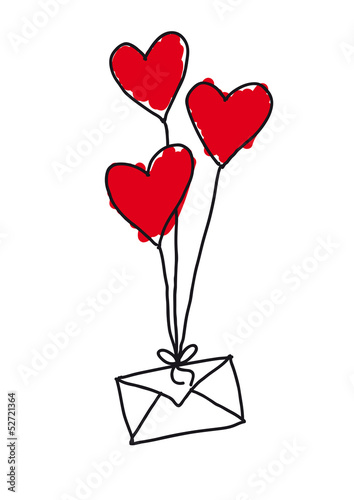 Liebesbrief an Herzballons