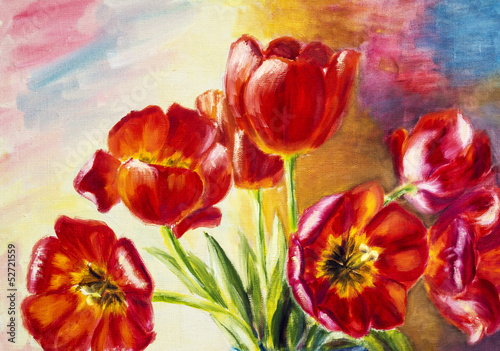 Tulips, oil painting