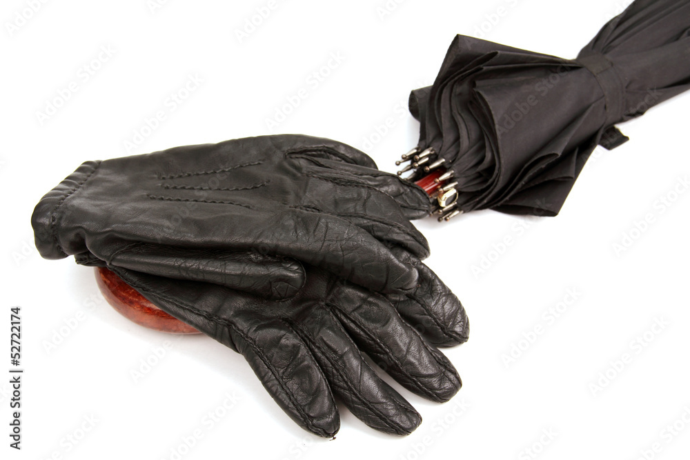 men's gloves and a parasol. men's gloves and a parasol.