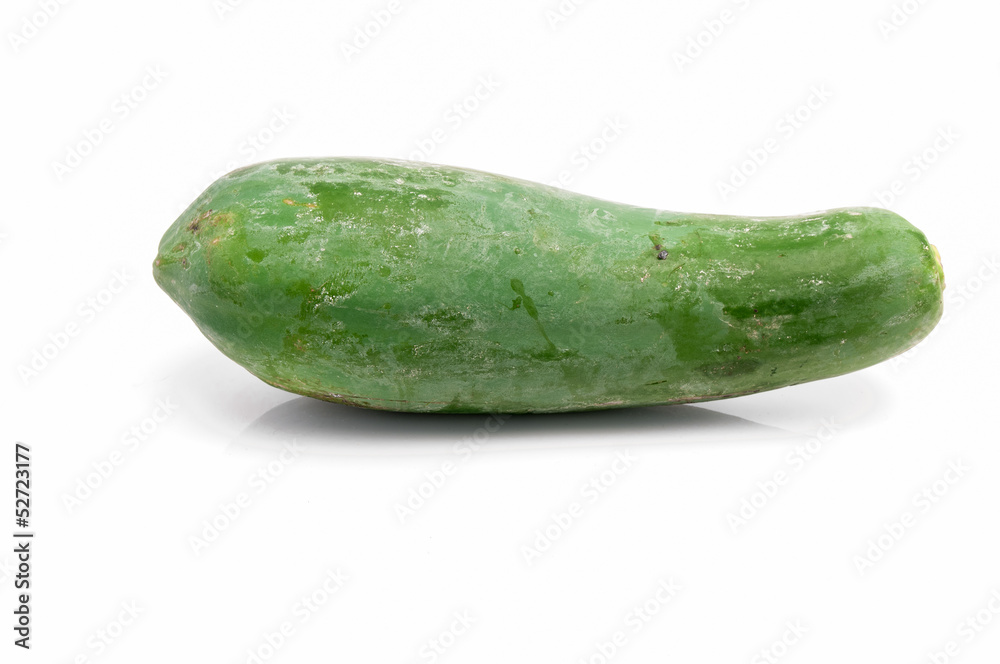 Raw papaya fruits on white background Raw papaya fruits on white background