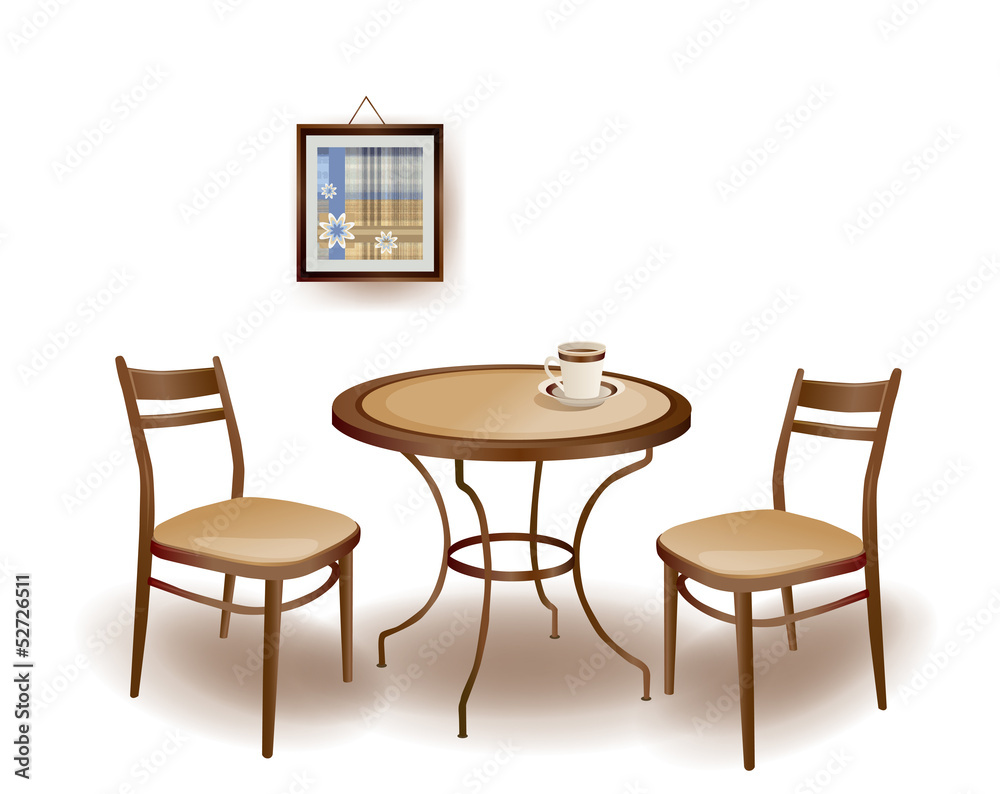 illustration of the round table and chairs illustration of the round table and chairs