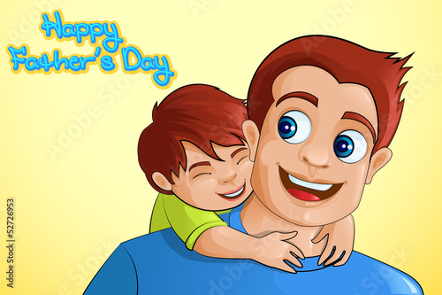 vector illustration of father and son in Father's Day background