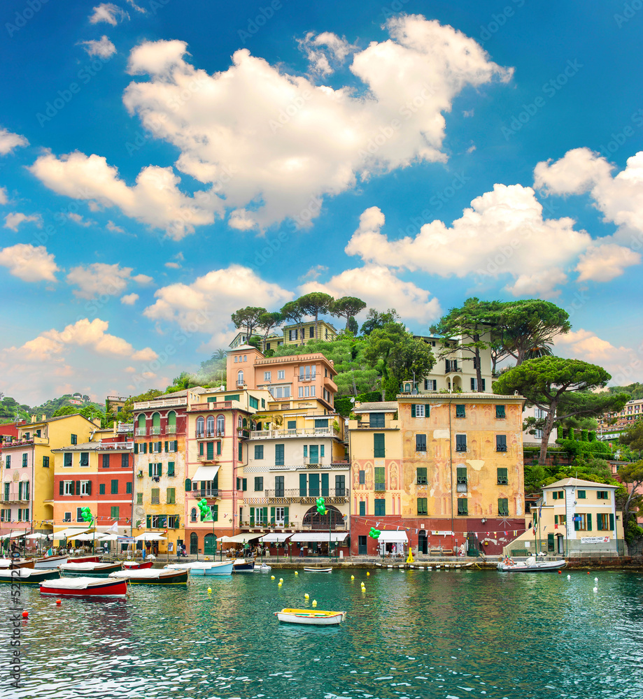 famous Portofino village on Ligurian coast