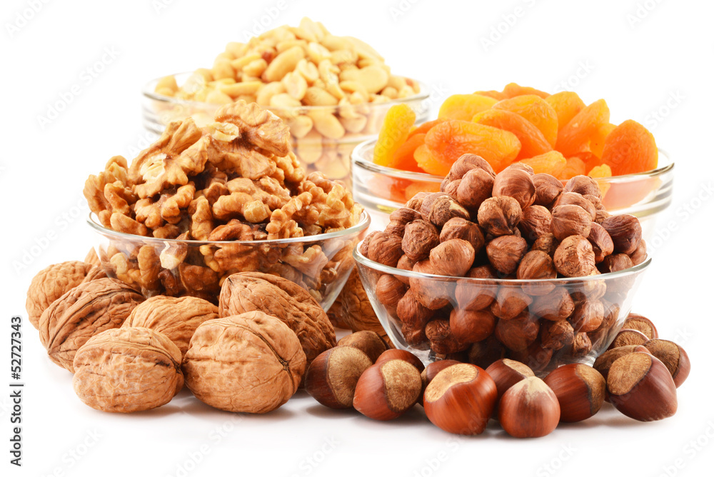 Composition with nuts isolated on white Composition with nuts isolated on white