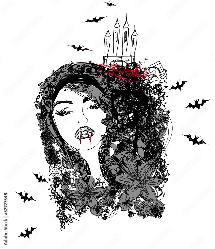 Fototapeta premium abstract portrait of a beautiful female vampire