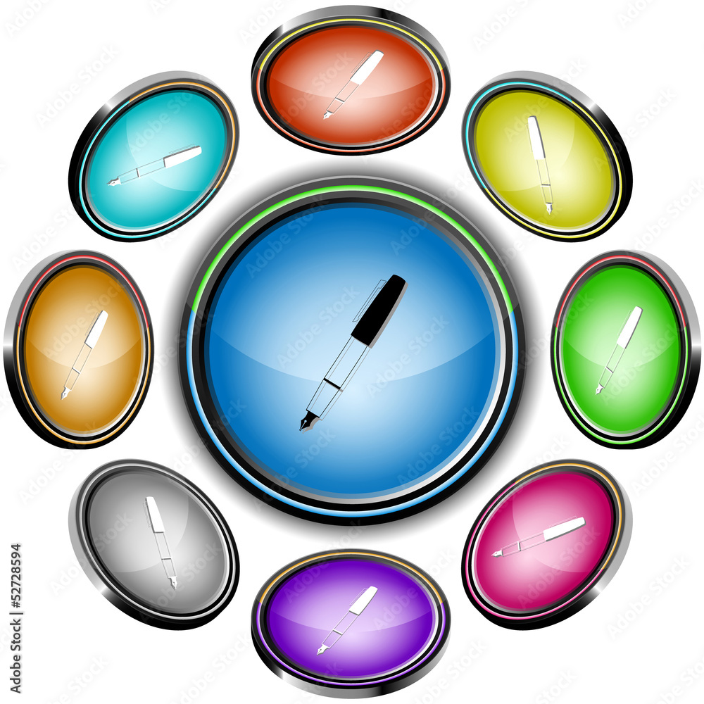 Ink pen. Vector internet buttons. 8 different projections. Ink pen. Vector internet buttons. 8 different projections.