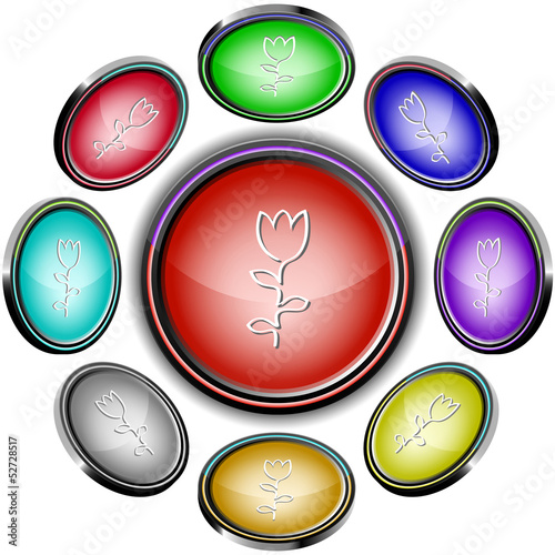 Abstract tulip. Vector internet buttons. 8 different projections