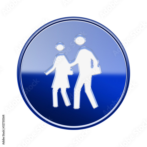 People icon glossy blue, isolated on white background