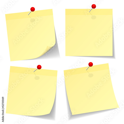 4 Yellow Stick Notes Red Needles