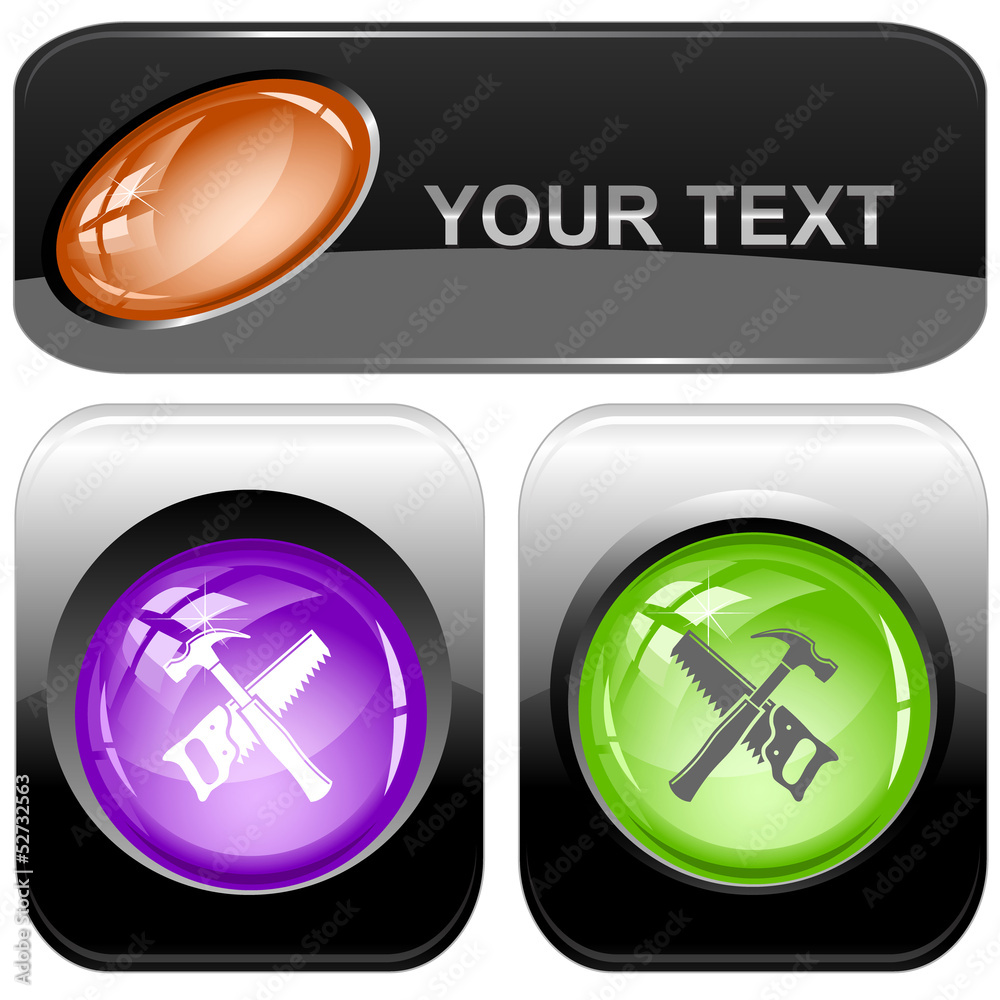 Hand saw and hammer. Vector internet buttons. Hand saw and hammer. Vector internet buttons.