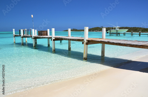 Wooden pier. Exuma  Bahamas