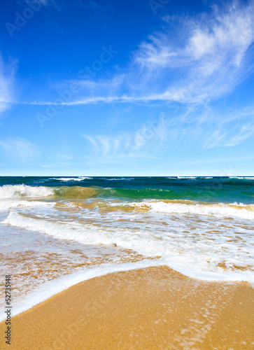 Waves crashing on a beach