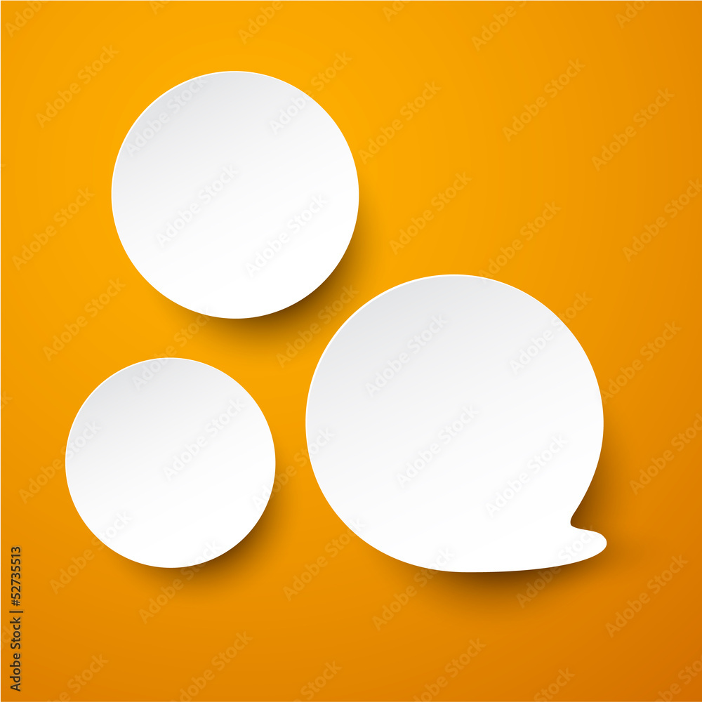 Paper white round speech bubbles.
