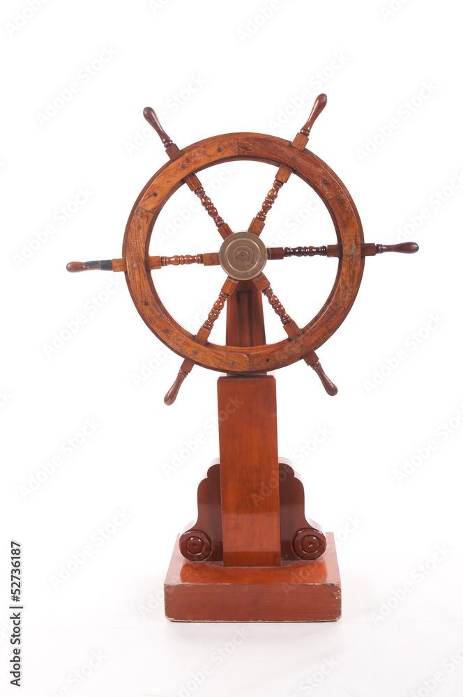 Obraz premium Ship wheel isolated on white background.
