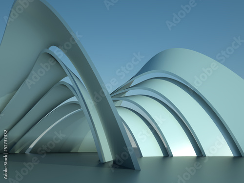 modern architecture building with arches on sky background