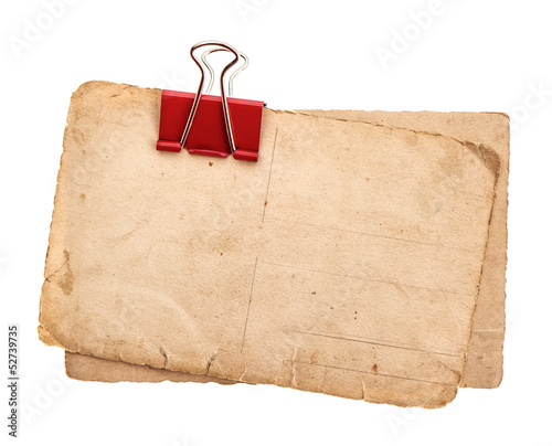 vintage paper sheets with clip