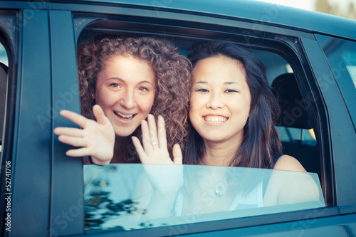 Two Happy Women in the Car