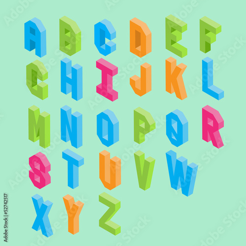 Colorful isometric typography vector