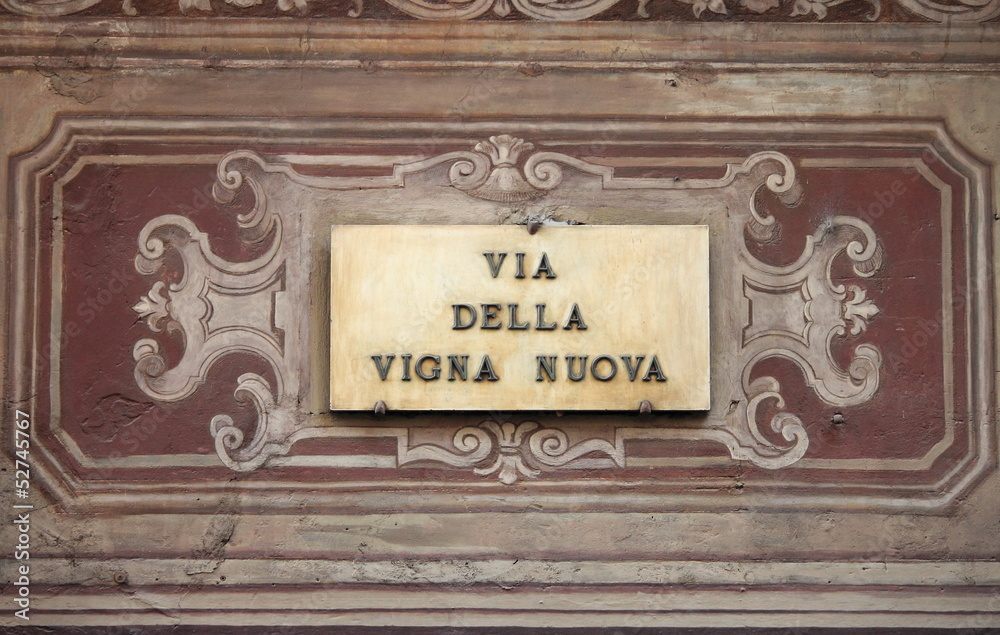 Renaissance street sign in Florence, Italy
