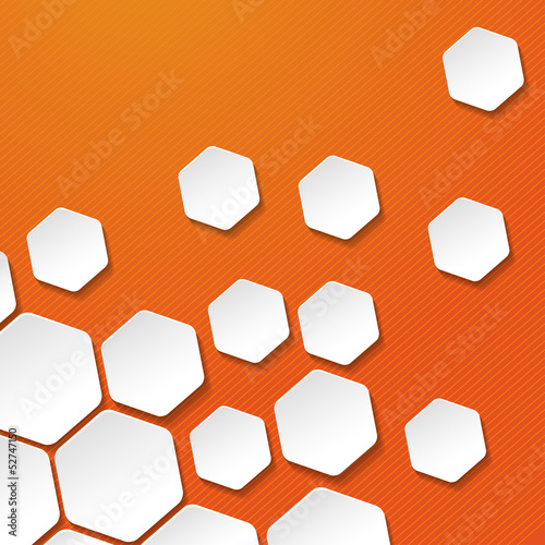 White Paper Hexagon Target Labels Orange Stripes Background