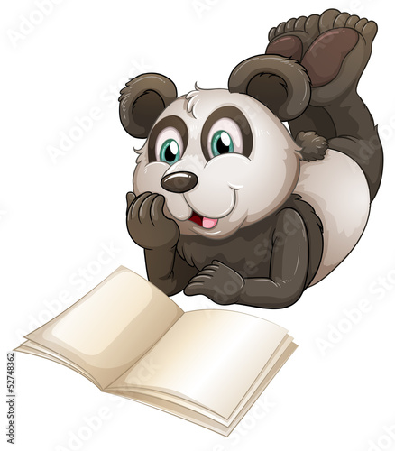 A panda with an empty book