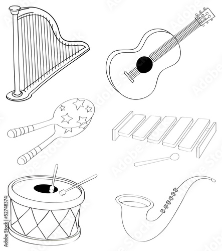 Silhouettes of the different kinds of musical instruments