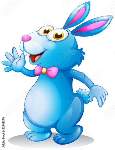 A blue bunny waving
