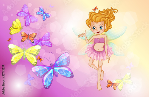 A fairy with the colorful butterflies