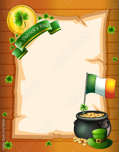 An empty paper template for St. Patrick's day