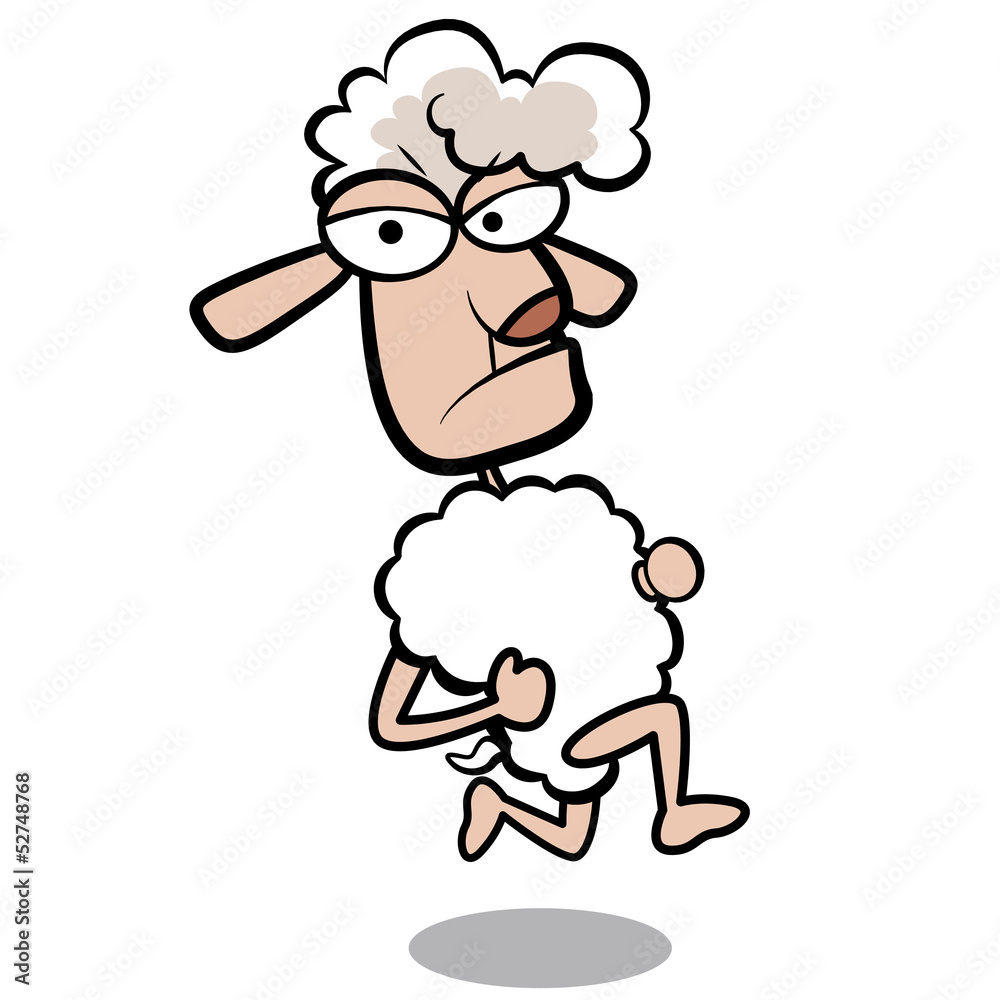 humor cartoon sheep running with white background humor cartoon sheep running with white background