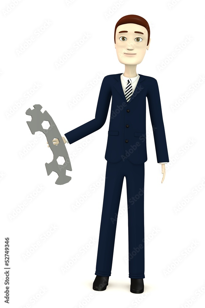 3d render of cartoon character with spanner 3d render of cartoon character with spanner